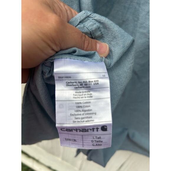 Carhartt Loose Fit Midweight Chambray Short Sleeve Shirt L Tall - Picture 8 of 8